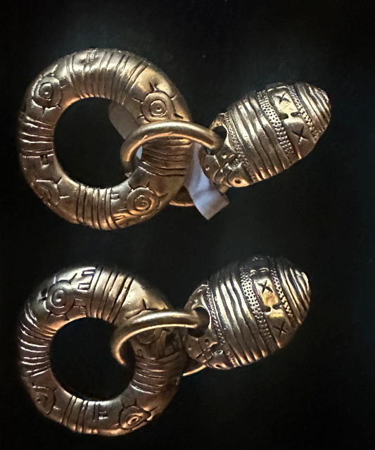 Vintage Gold Mini Drop Hoop Earring